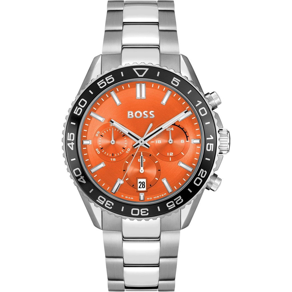 Hugo Boss Gents  Runner Chronograph Watch - Orange/Silver